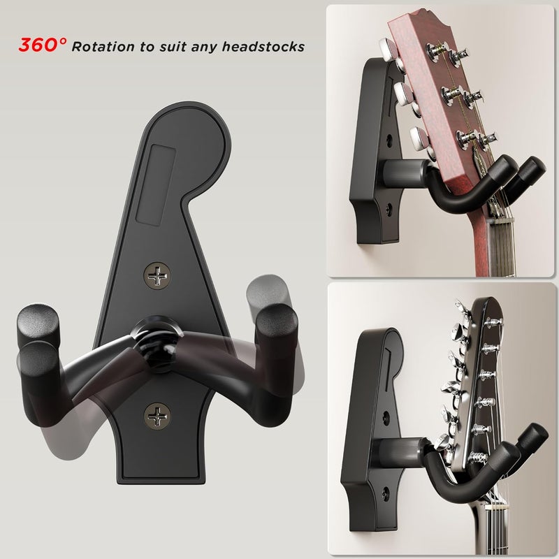 DIDA Guitar Wall Mount - U-Shape Guitar Wall Hangers, Guitar Accessories with 5 Guitar Picks, Guitar Wall Mount Hanger for Acoustic Guitar, Electric Guitar, Banjo, Bass, Mandolin (Style A-Black) - Image 2